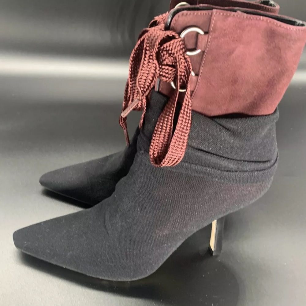 Dior D-hide booties stilettos red suede black mesh
